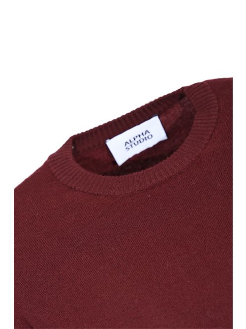 Maglia girocollo regular in lana Geelong Ciliegia Alpha studio | AU-3100CU1009